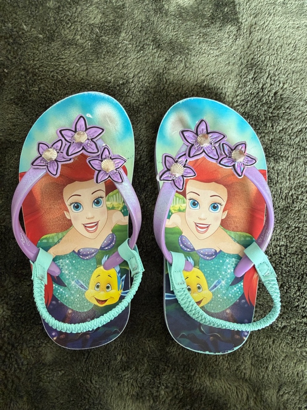 Disney Ariel & Flounder Girls Sandals in Purple and Aqua